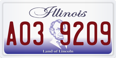 IL license plate A039209