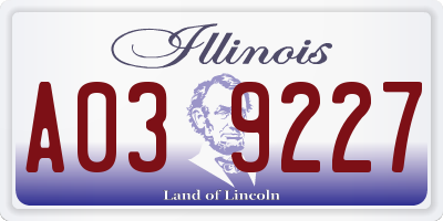 IL license plate A039227