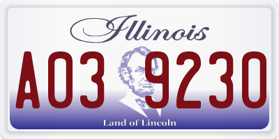 IL license plate A039230