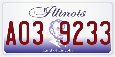 IL license plate A039233
