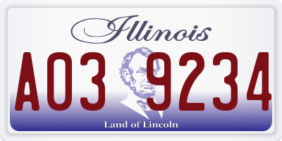 IL license plate A039234