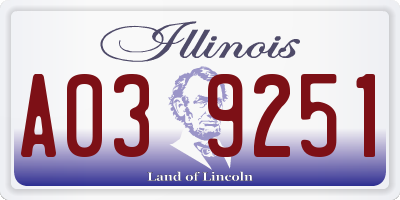 IL license plate A039251