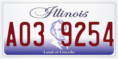 IL license plate A039254