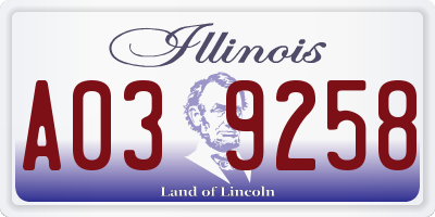 IL license plate A039258