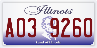 IL license plate A039260