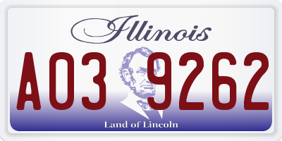 IL license plate A039262