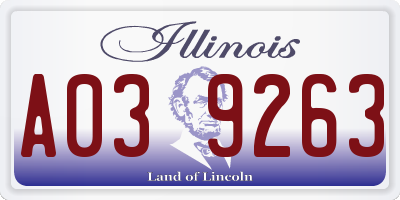 IL license plate A039263