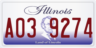 IL license plate A039274