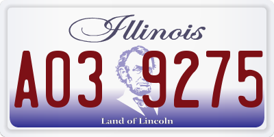 IL license plate A039275