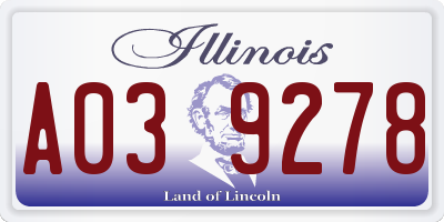 IL license plate A039278