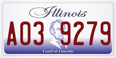 IL license plate A039279