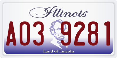 IL license plate A039281