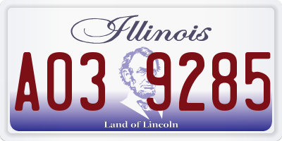 IL license plate A039285