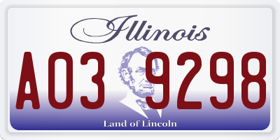 IL license plate A039298