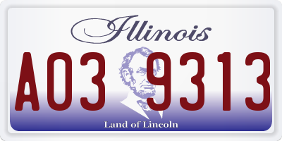 IL license plate A039313