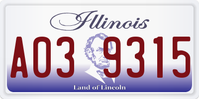 IL license plate A039315