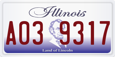 IL license plate A039317