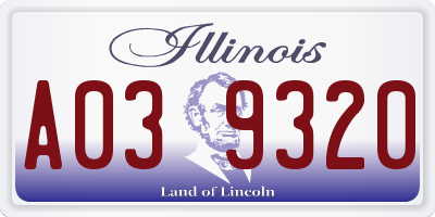 IL license plate A039320