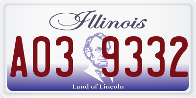IL license plate A039332