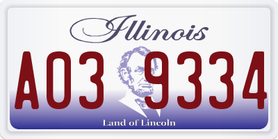 IL license plate A039334