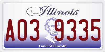 IL license plate A039335