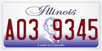IL license plate A039345