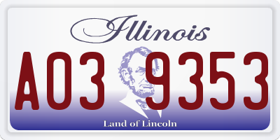 IL license plate A039353