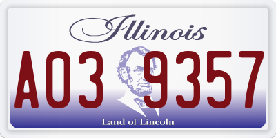 IL license plate A039357