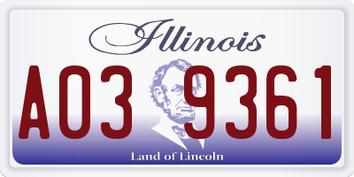 IL license plate A039361