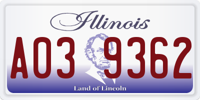 IL license plate A039362
