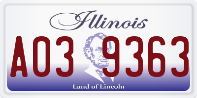 IL license plate A039363