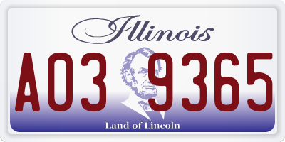 IL license plate A039365