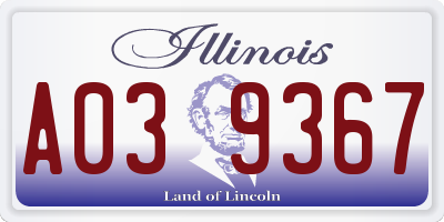 IL license plate A039367