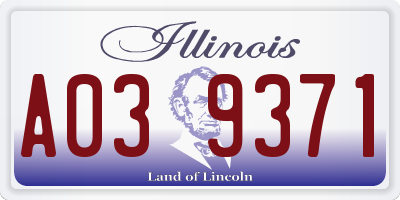 IL license plate A039371
