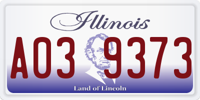 IL license plate A039373