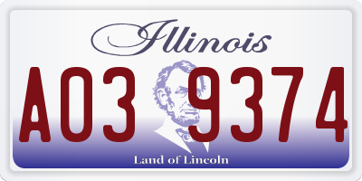 IL license plate A039374