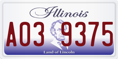 IL license plate A039375