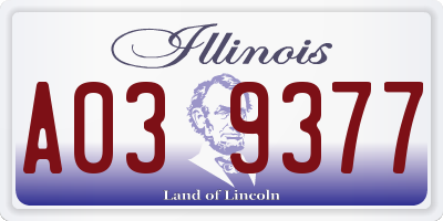 IL license plate A039377