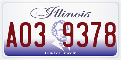 IL license plate A039378