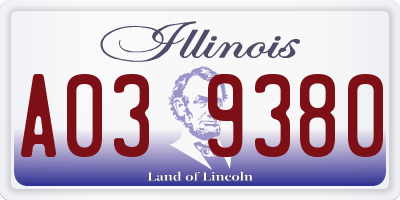 IL license plate A039380