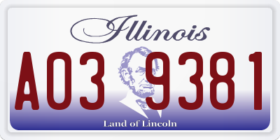 IL license plate A039381