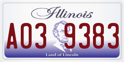 IL license plate A039383