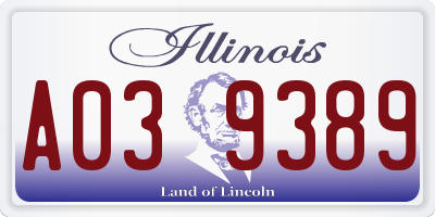 IL license plate A039389