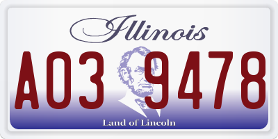 IL license plate A039478