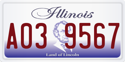 IL license plate A039567