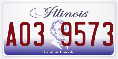 IL license plate A039573