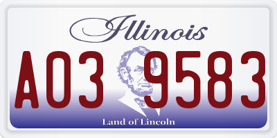 IL license plate A039583