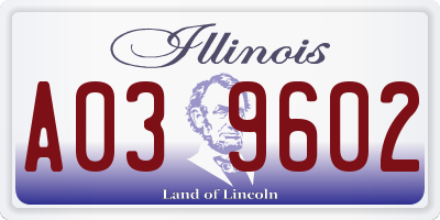IL license plate A039602