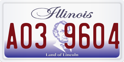 IL license plate A039604