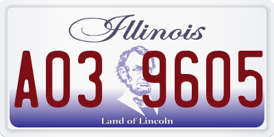 IL license plate A039605